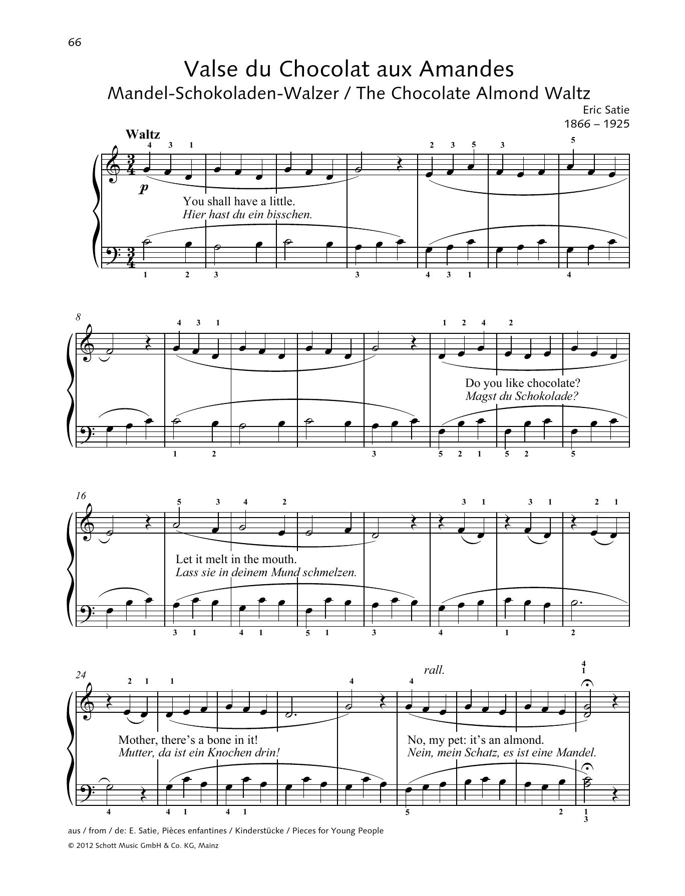 Download Erik Satie The Chocolate Almond Waltz Sheet Music