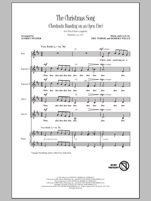 Download Mel Torme The Christmas Song (Chestnuts Roasting Sheet Music