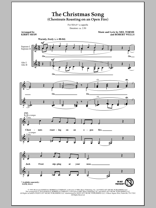 Download Kirby Shaw The Christmas Song (Chestnuts Roasting Sheet Music