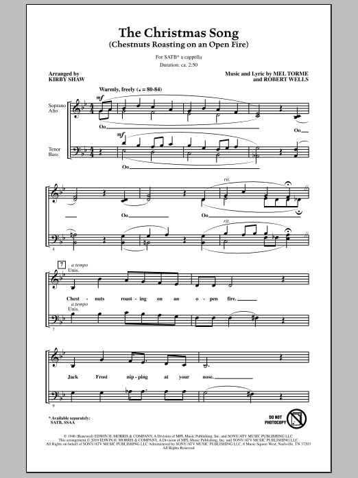 Download Kirby Shaw The Christmas Song (Chestnuts Roasting Sheet Music