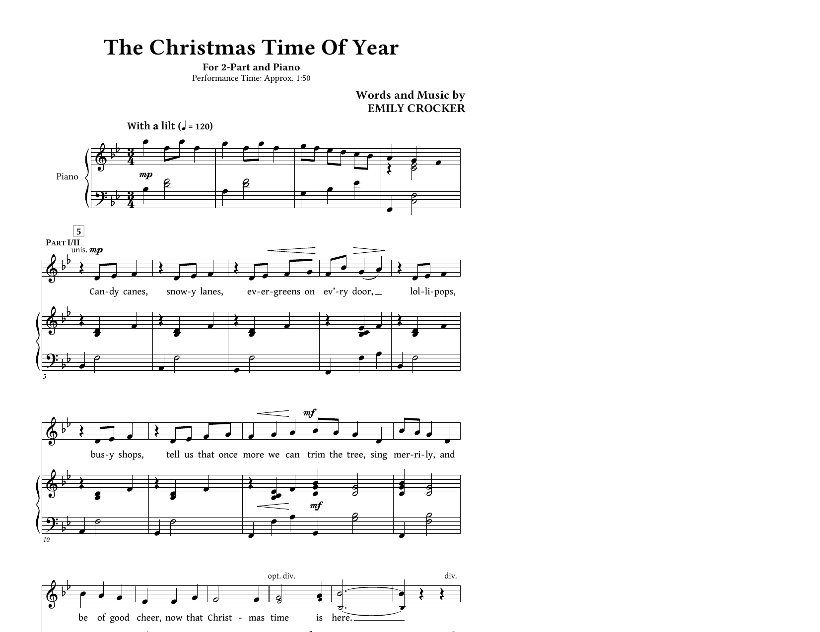 Download Emily Crocker The Christmas Time Of Year Sheet Music