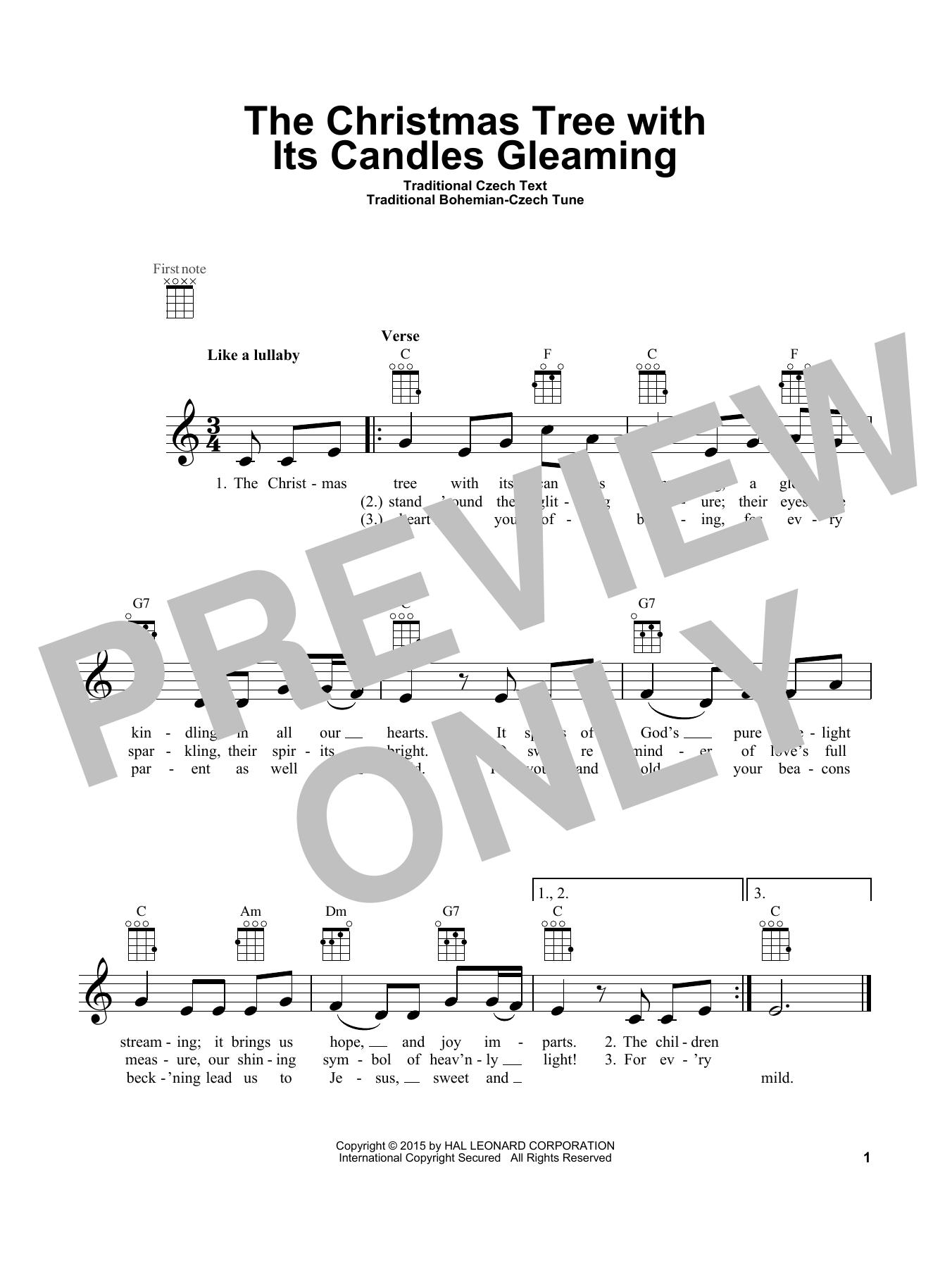 Download Traditional Czech The Christmas Tree With Its Candles Gle Sheet Music
