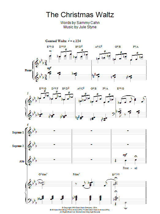 Download Sammy Cahn The Christmas Waltz (arr. Berty Rice) Sheet Music