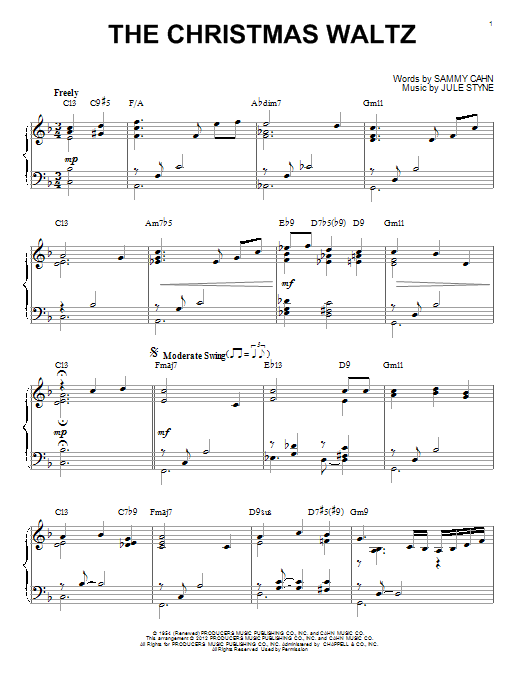 Download Sammy Cahn The Christmas Waltz [Jazz version] (arr Sheet Music
