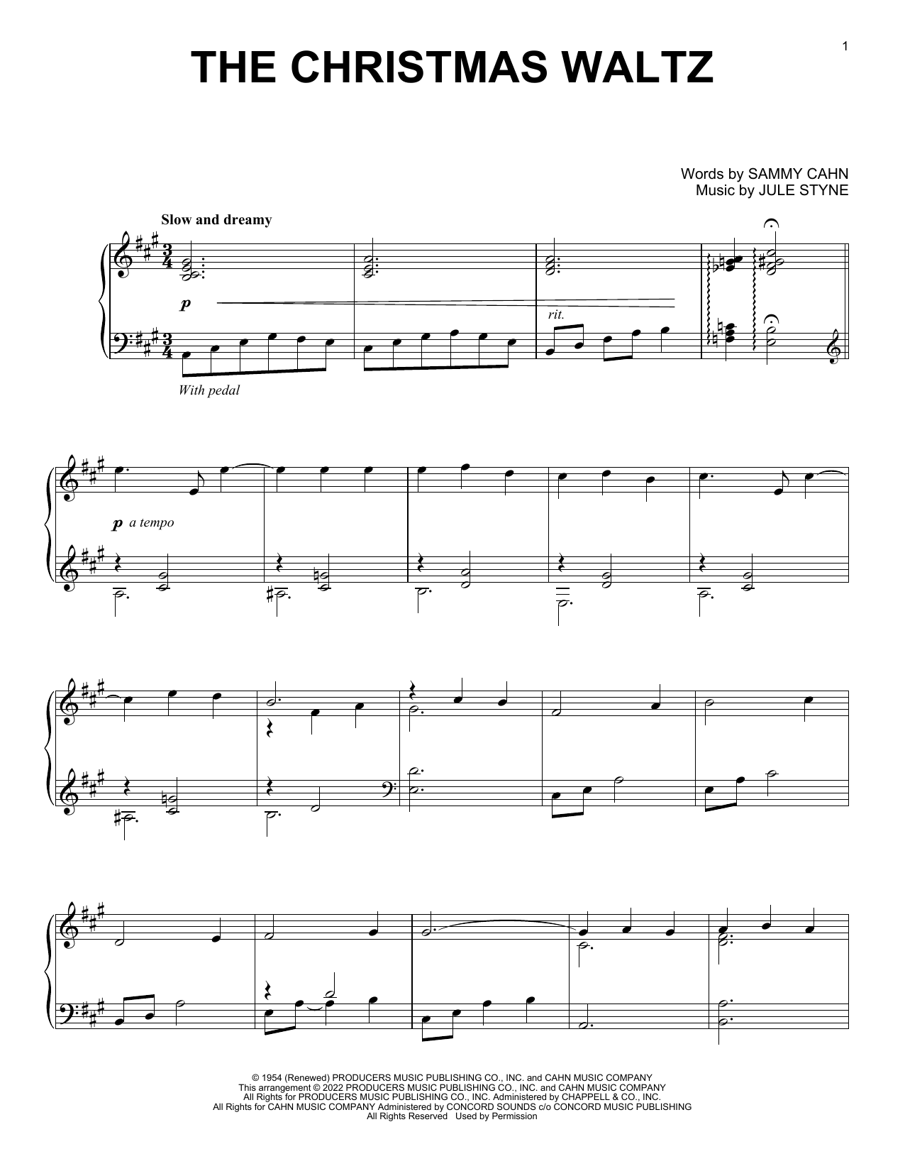 Download Jule Styne The Christmas Waltz Sheet Music