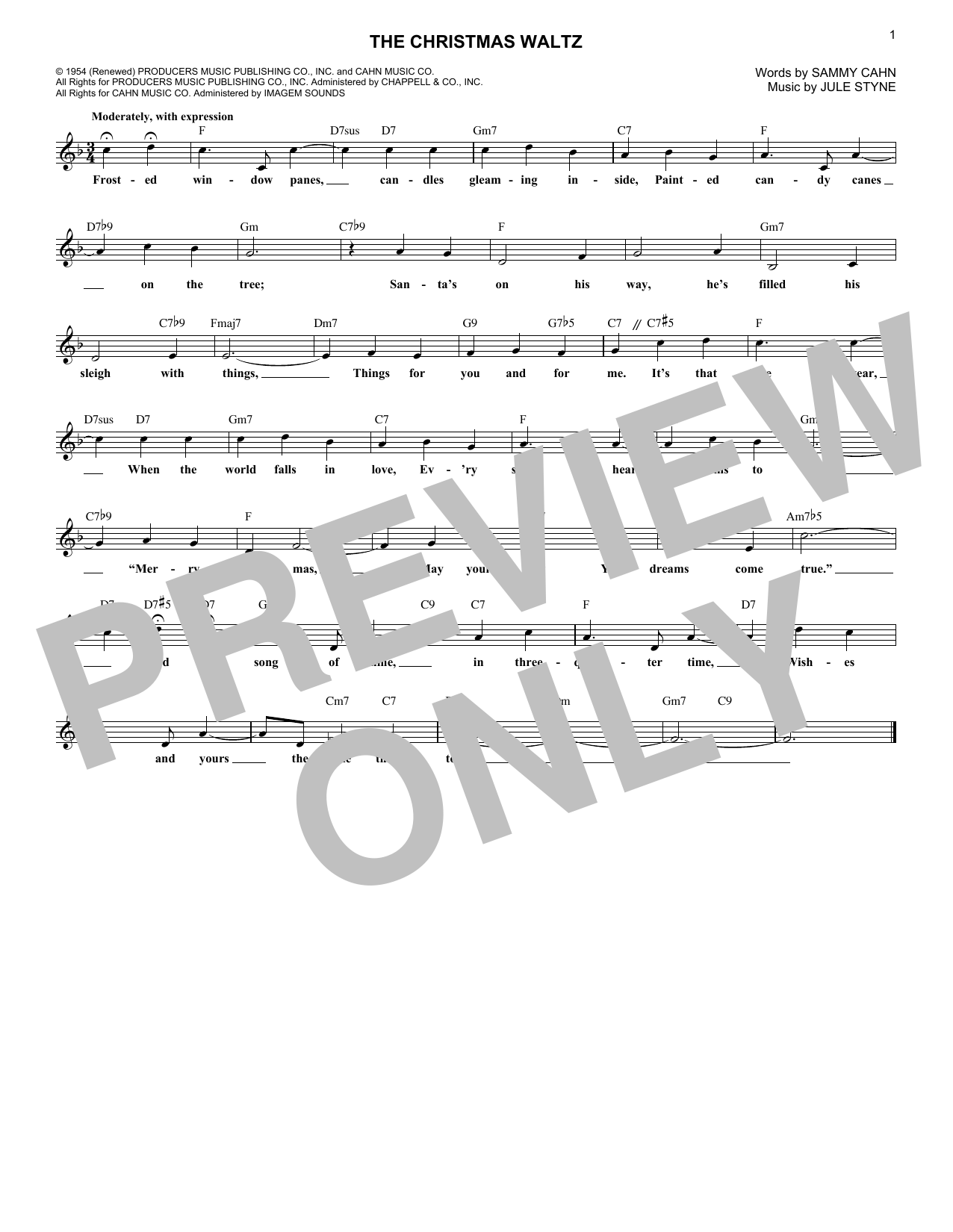 Download Sammy Cahn The Christmas Waltz Sheet Music