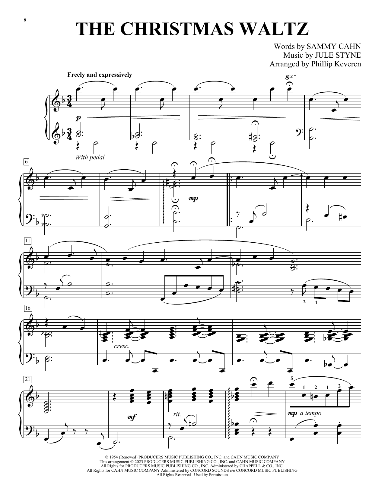 Download Sammy Cahn The Christmas Waltz Sheet Music