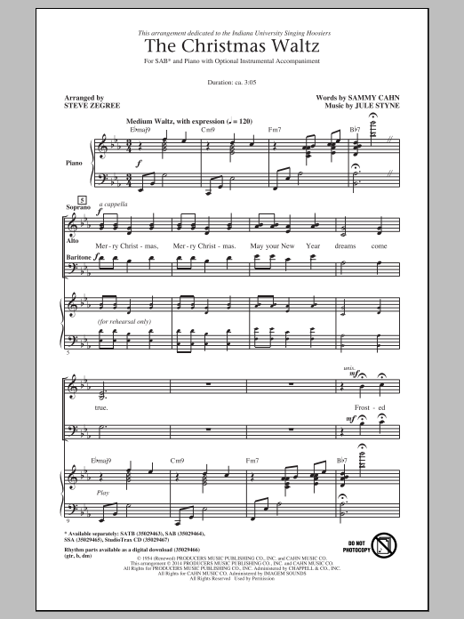 Download Steve Zegree The Christmas Waltz Sheet Music
