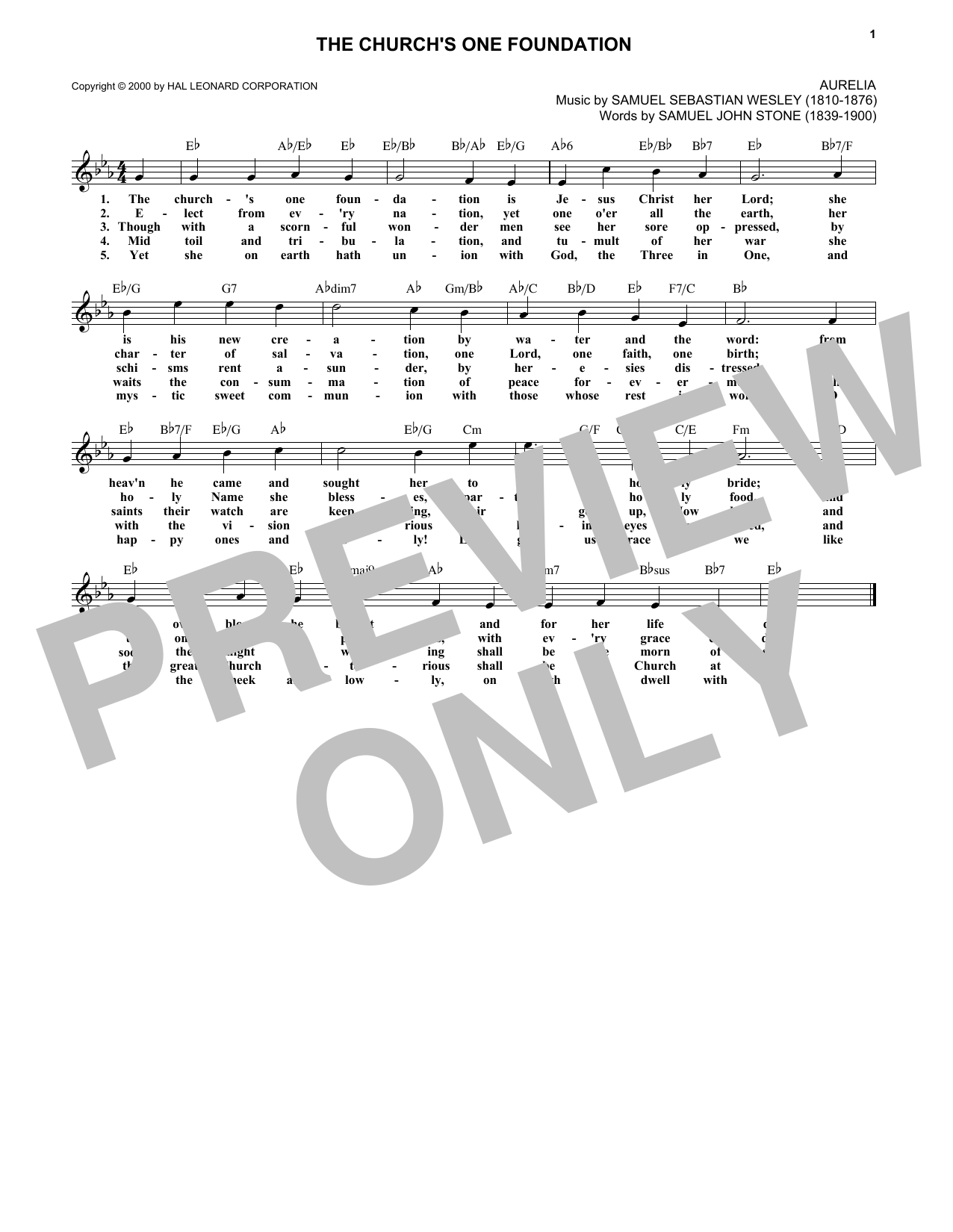 Download Samuel John Stone The Church's One Foundation Sheet Music