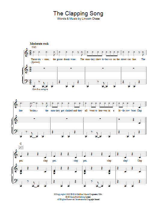 Download Lincoln Chase The Clapping Song Sheet Music