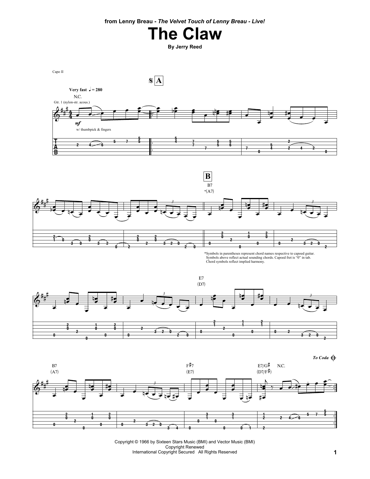 Download Lenny Breau The Claw Sheet Music