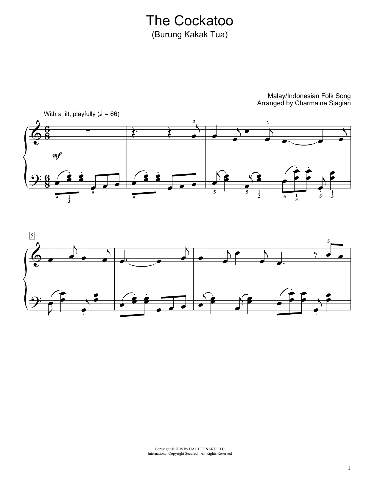 Download Traditional The Cockatoo (Burung Kakak Tua) (arr. C Sheet Music