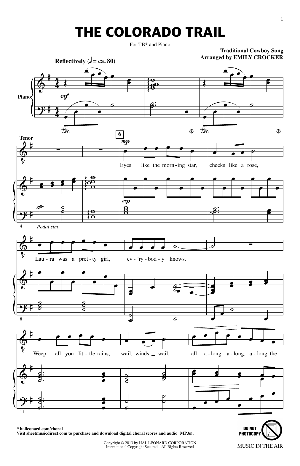 Download Emily Crocker The Colorado Trail (from Music In The A Sheet Music