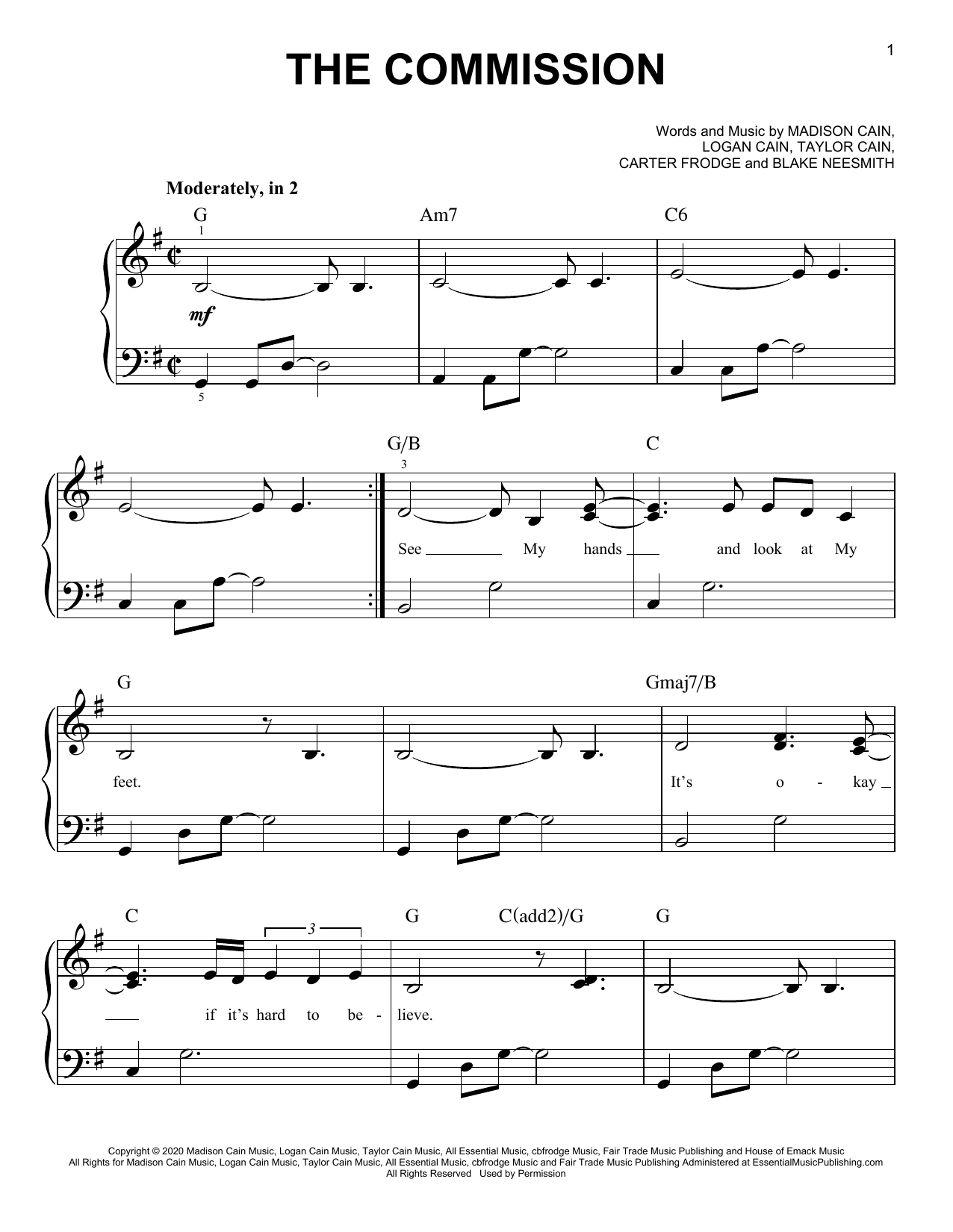 Download CAIN The Commission Sheet Music