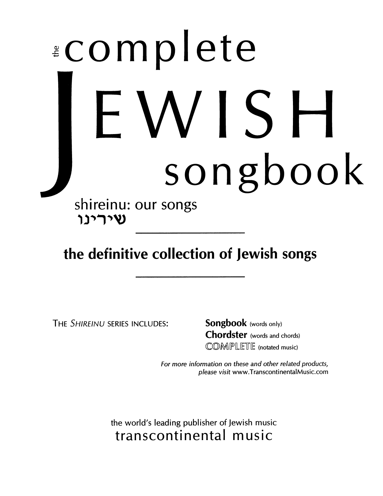Download Various The Complete Jewish Songbook (The Defin Sheet Music