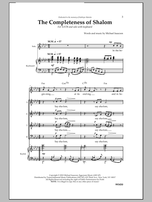 Download Michael Isaacson The Completeness of Shalom Sheet Music