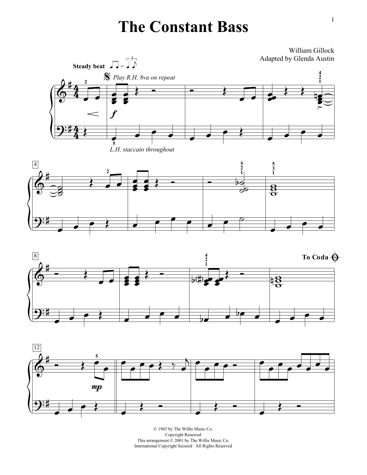 Download William Gillock The Constant Bass (Simplified) (adapted Sheet Music