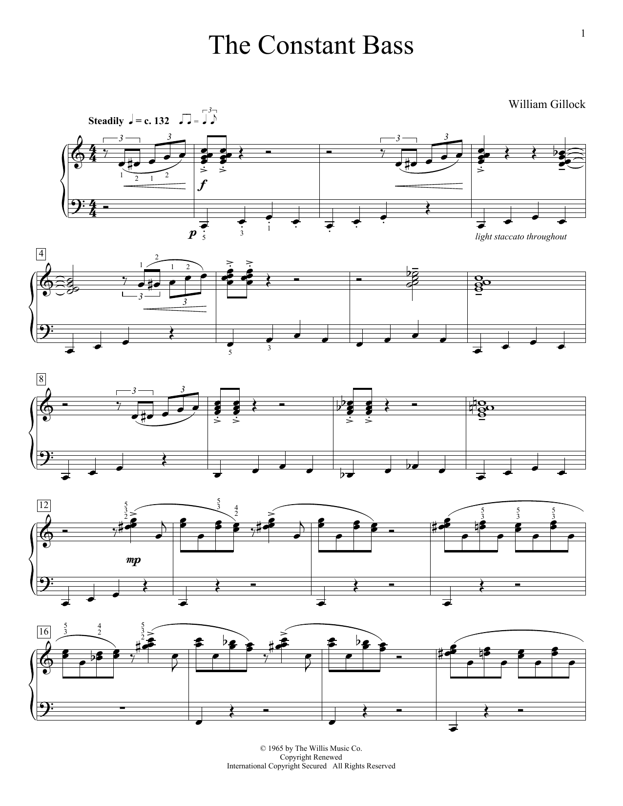 Download William Gillock The Constant Bass Sheet Music