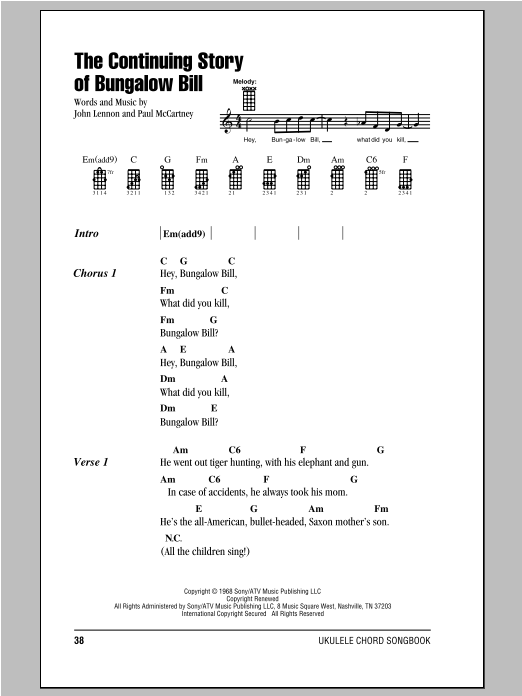 Download The Beatles The Continuing Story Of Bungalow Bill Sheet Music