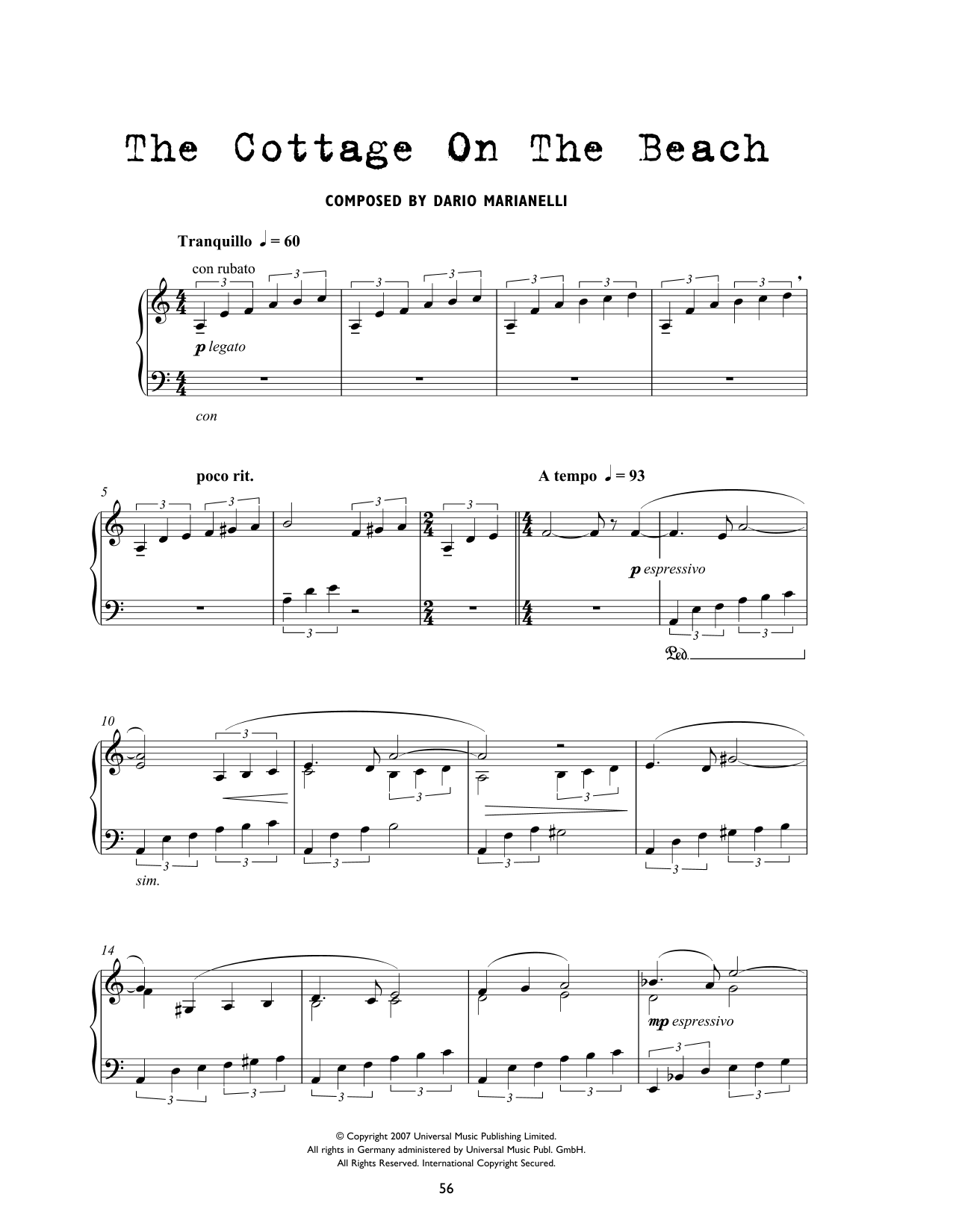 Download Dario Marianelli The Cottage On The Beach (from Atonemen Sheet Music