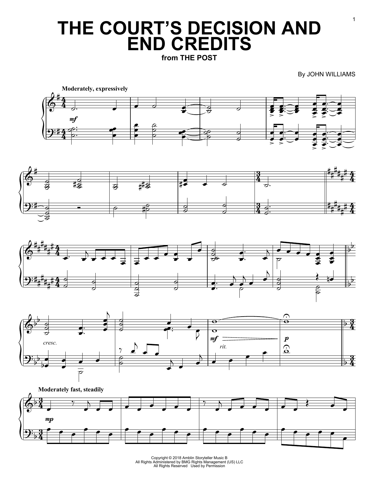 Download John Williams The Court's Decision And End Credits (f Sheet Music