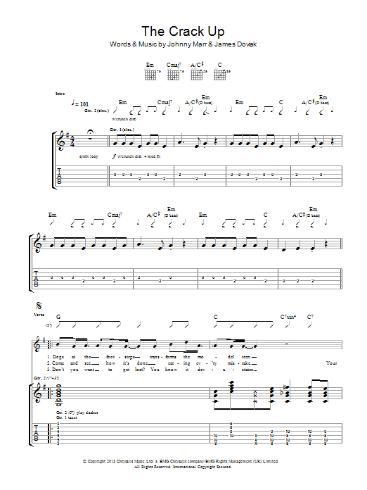 Download Johnny Marr The Crack Up Sheet Music