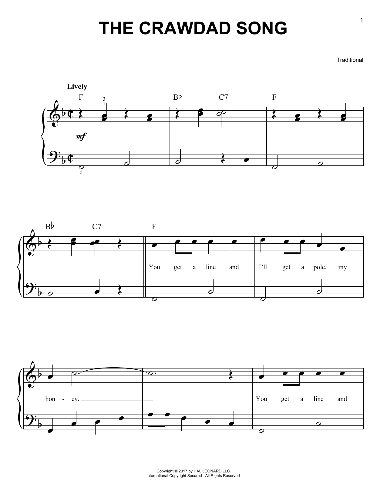 Download Traditional The Crawdad Song Sheet Music