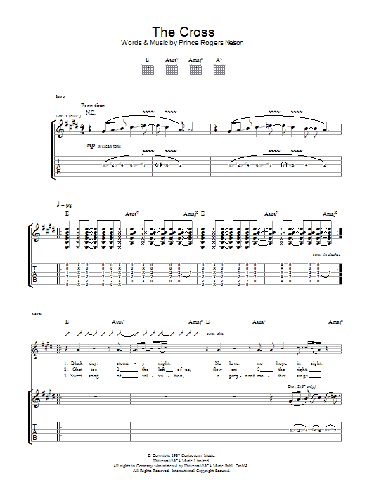 Download Prince The Cross Sheet Music