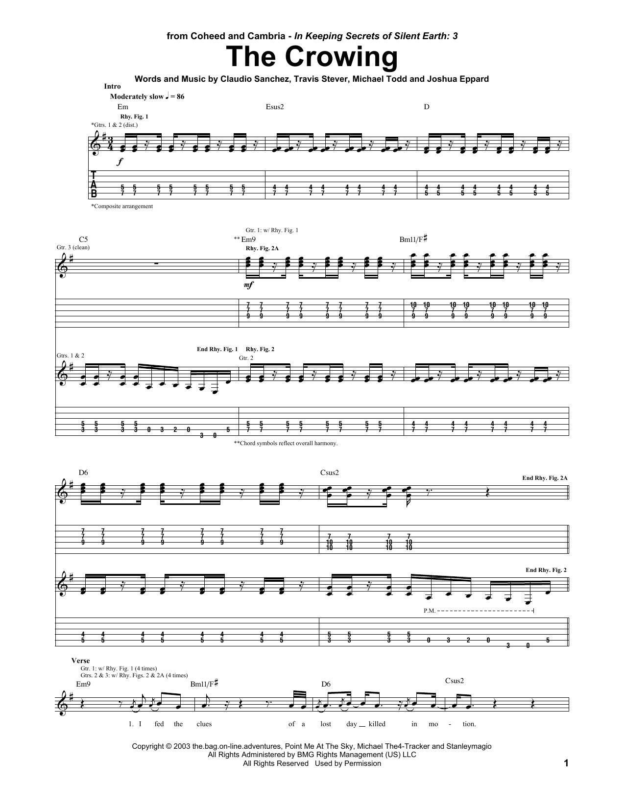 Download Coheed And Cambria The Crowing Sheet Music