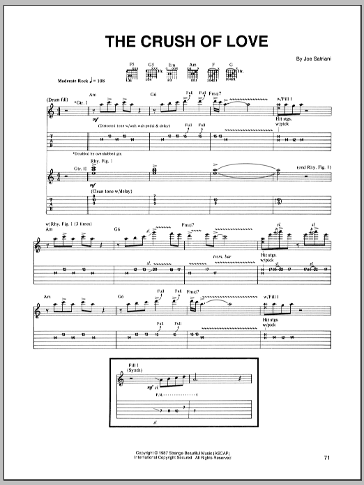 Download Joe Satriani The Crush Of Love Sheet Music