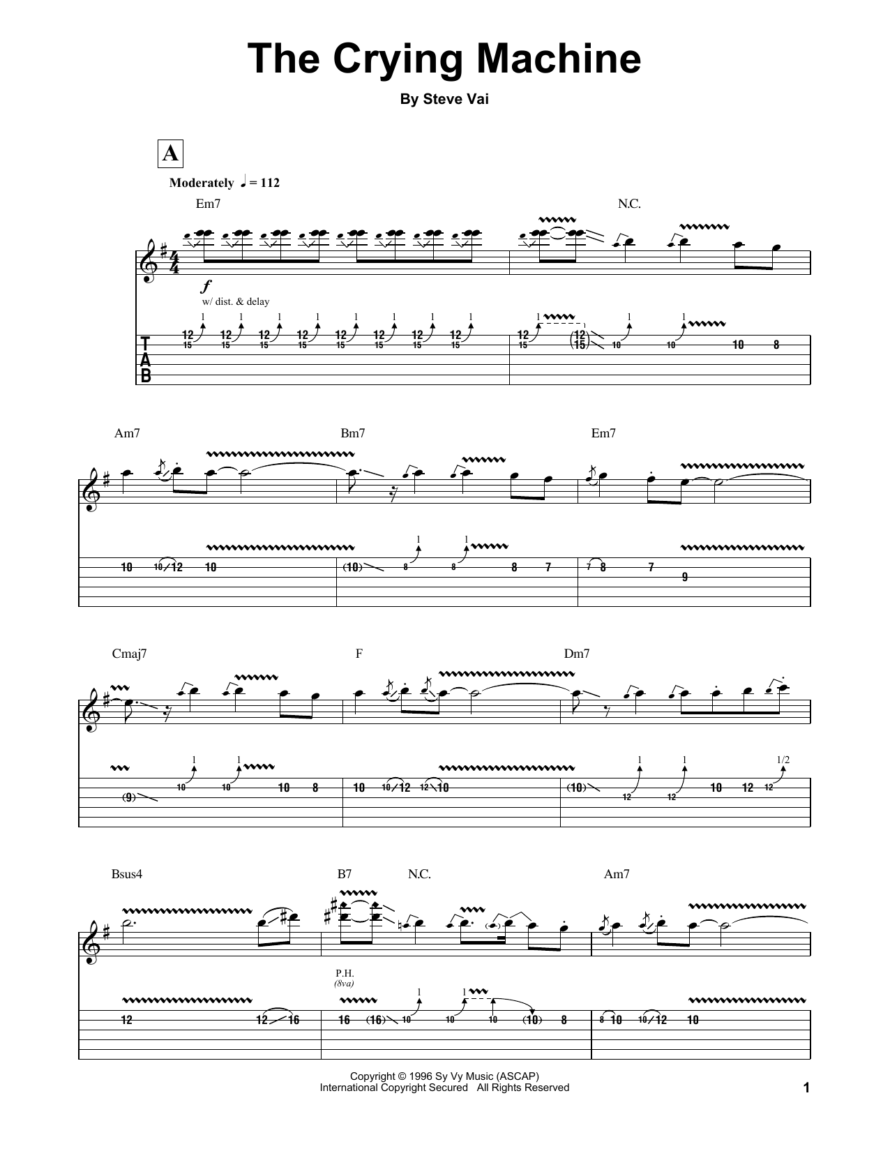 Download Steve Vai The Crying Machine Sheet Music