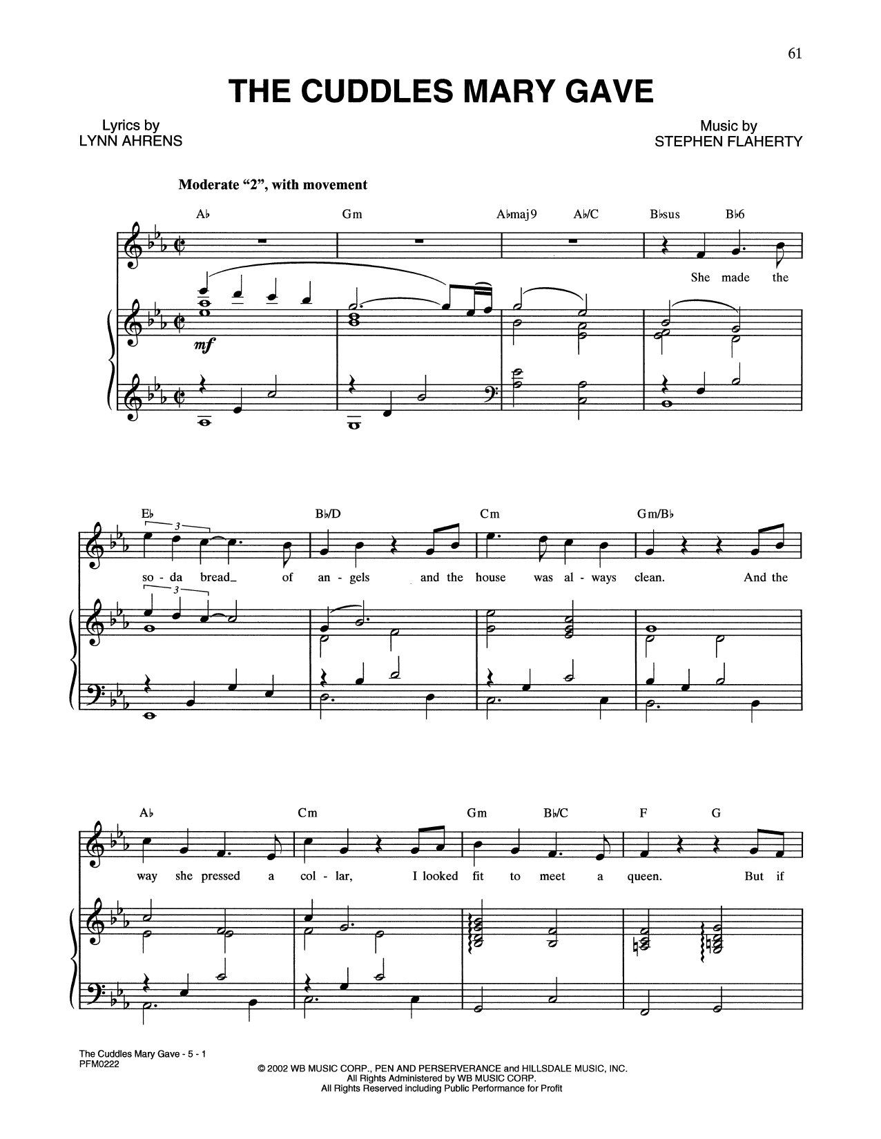 Download Lynn Ahrens and Stephen Flaherty The Cuddles Mary Gave (from A Man Of No Sheet Music