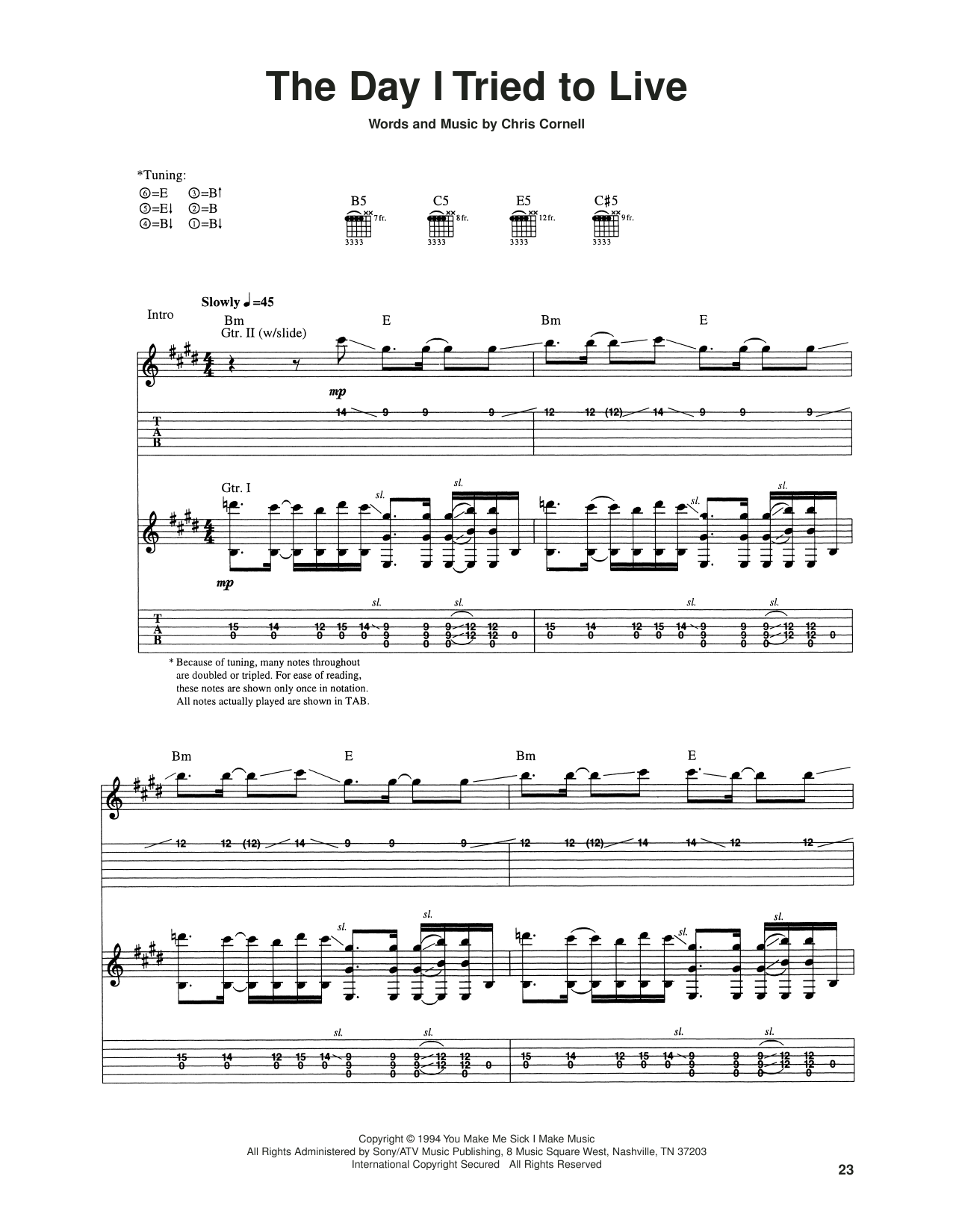 Download Soundgarden The Day I Tried To Live Sheet Music