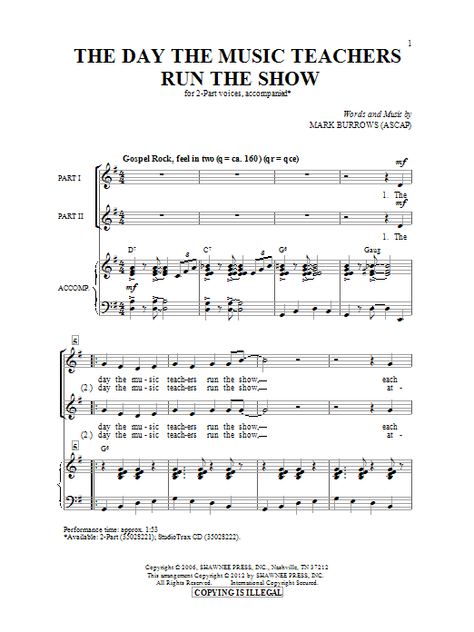 Download Mark Burrows The Day The Music Teachers Run The Show Sheet Music