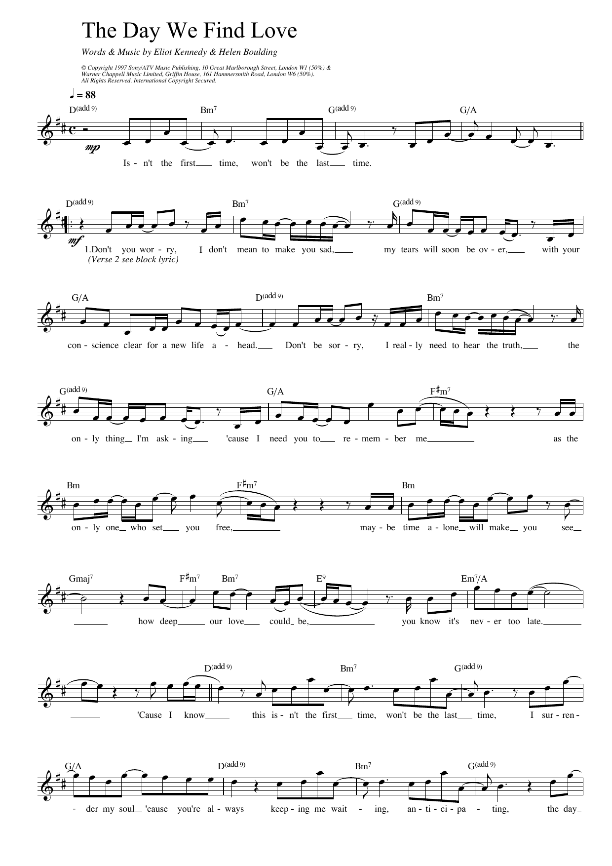 Download 911 The Day We Find Love Sheet Music