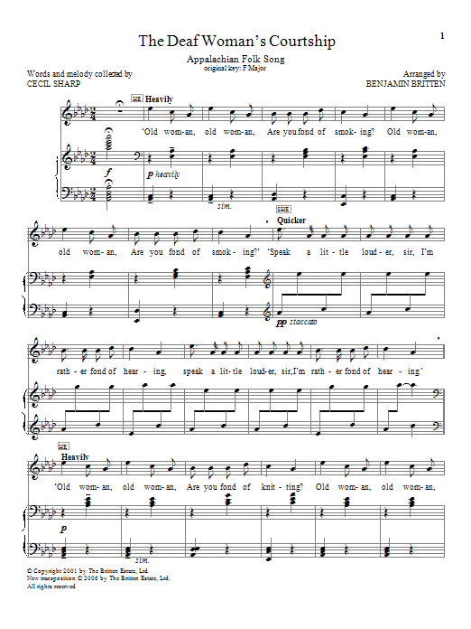 Download Benjamin Britten The Deaf Woman's Courtship Sheet Music