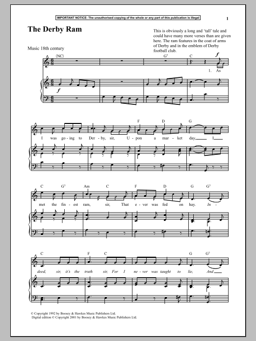 Download Anonymous The Derby Ram Sheet Music