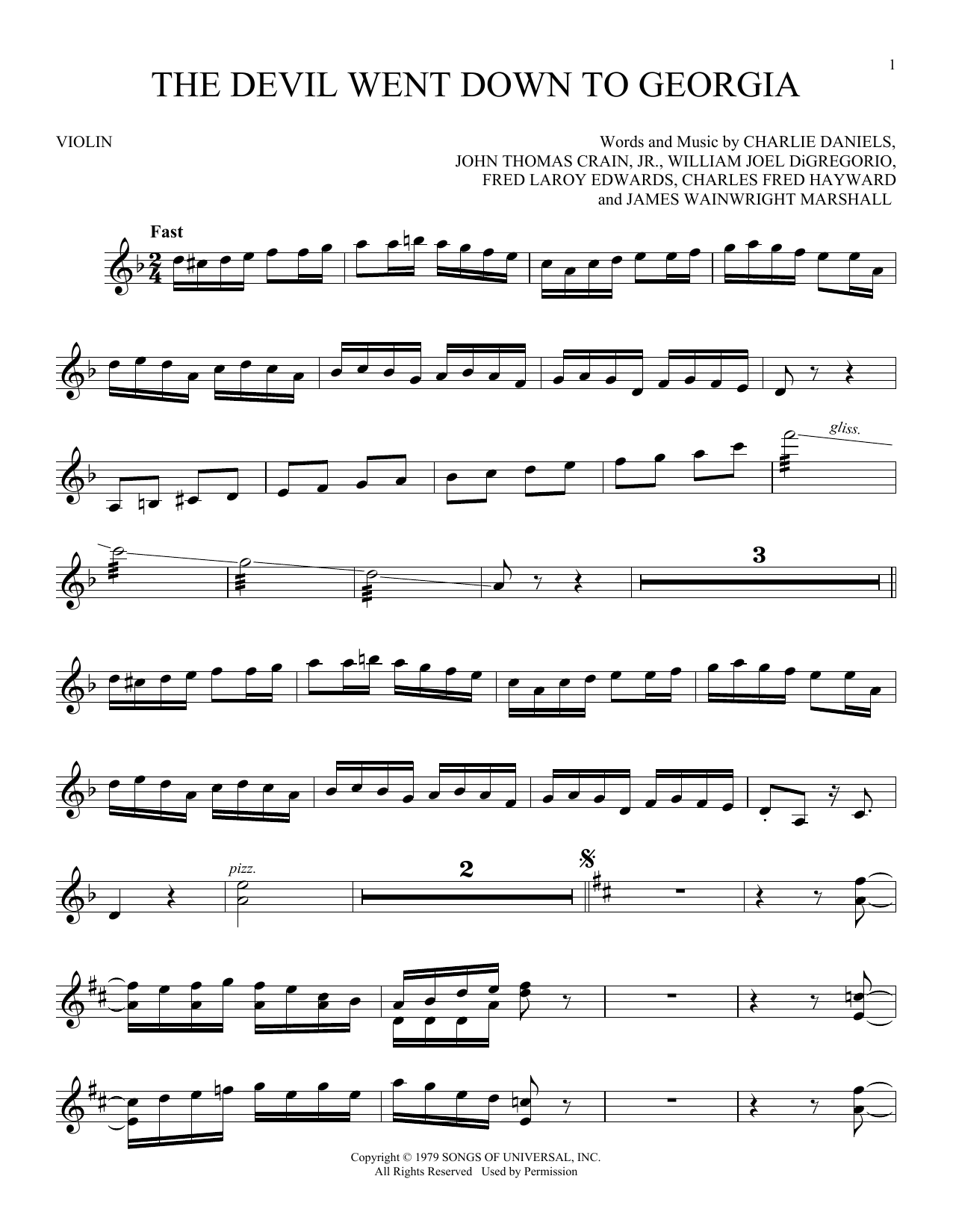Download Charlie Daniels Band The Devil Went Down To Georgia Sheet Music