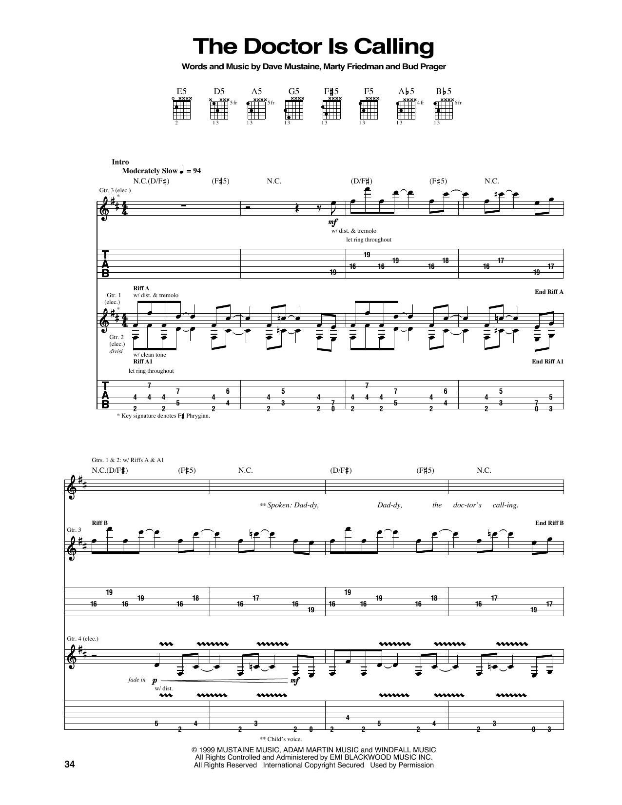 Download Megadeth The Doctor Is Calling Sheet Music