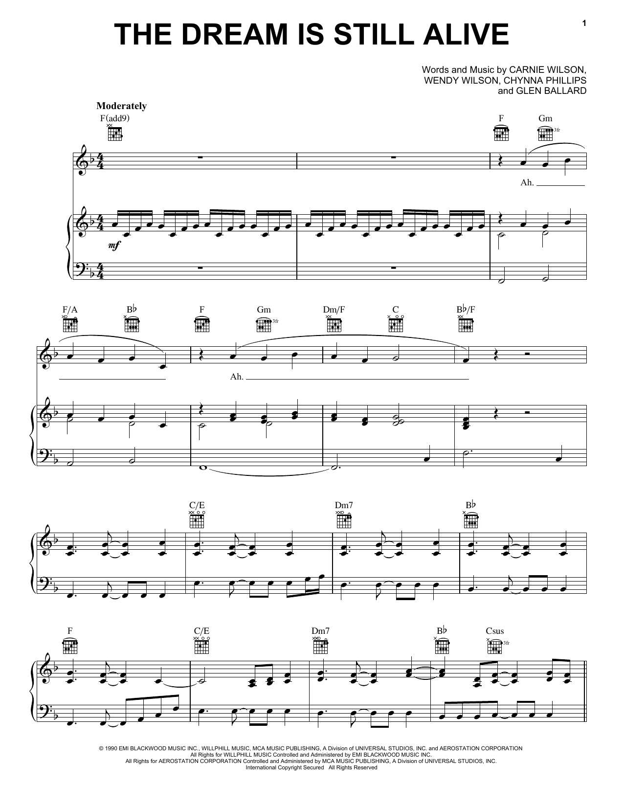 Download Wilson Phillips The Dream Is Still Alive Sheet Music