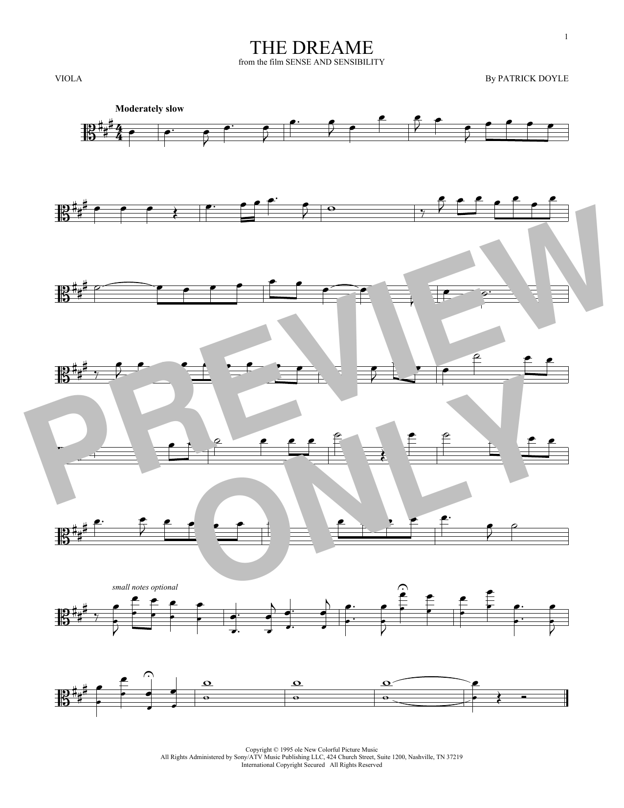Download Patrick Doyle The Dreame Sheet Music