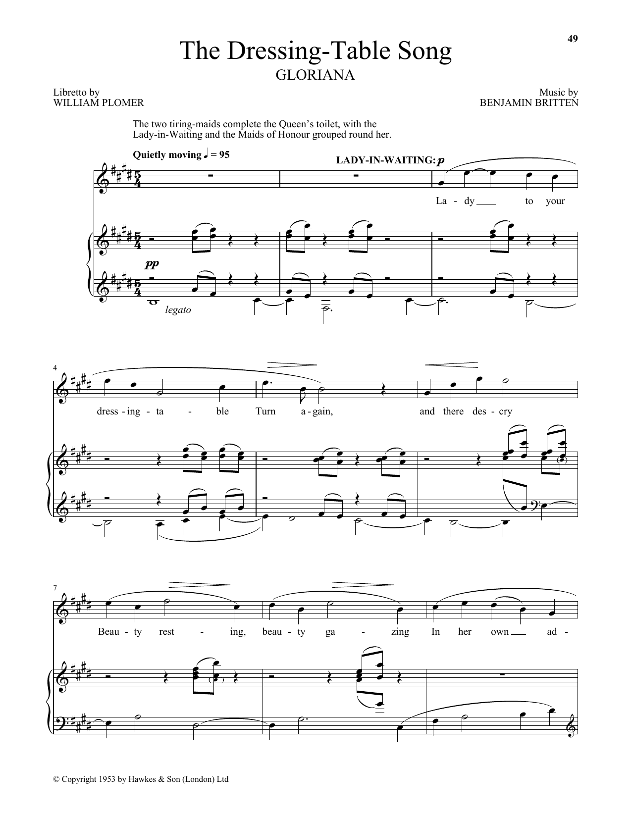 Download Benjamin Britten The Dressing-Table Song (from Gloriana) Sheet Music