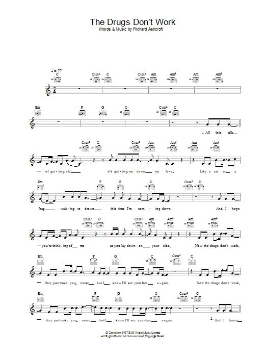 Download The Verve The Drugs Don’t Work Sheet Music