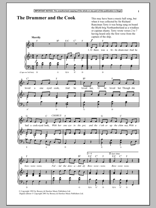 Download Anonymous The Drummer And The Cook Sheet Music