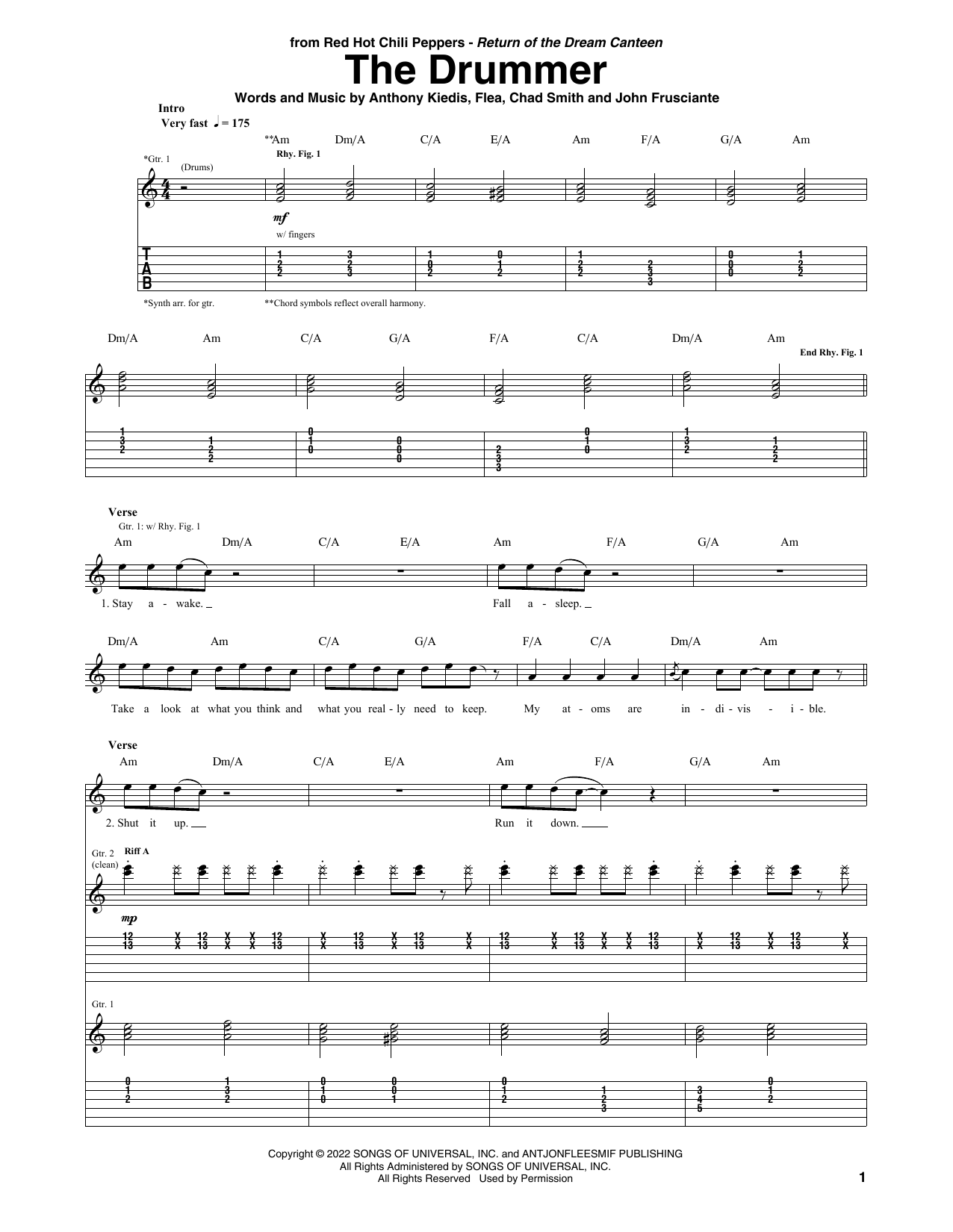 Download Red Hot Chili Peppers The Drummer Sheet Music