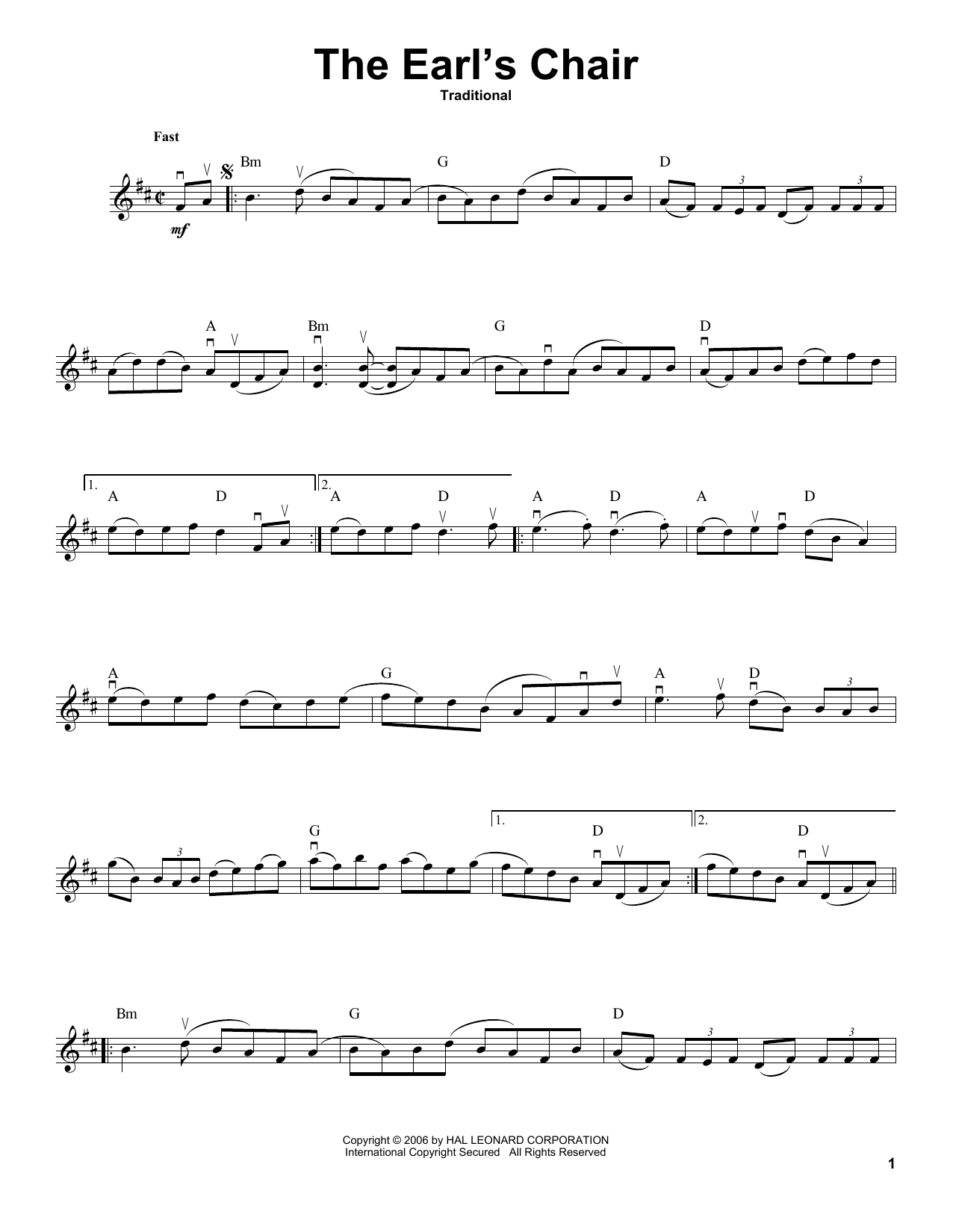 Download Traditional The Earl's Chair Sheet Music