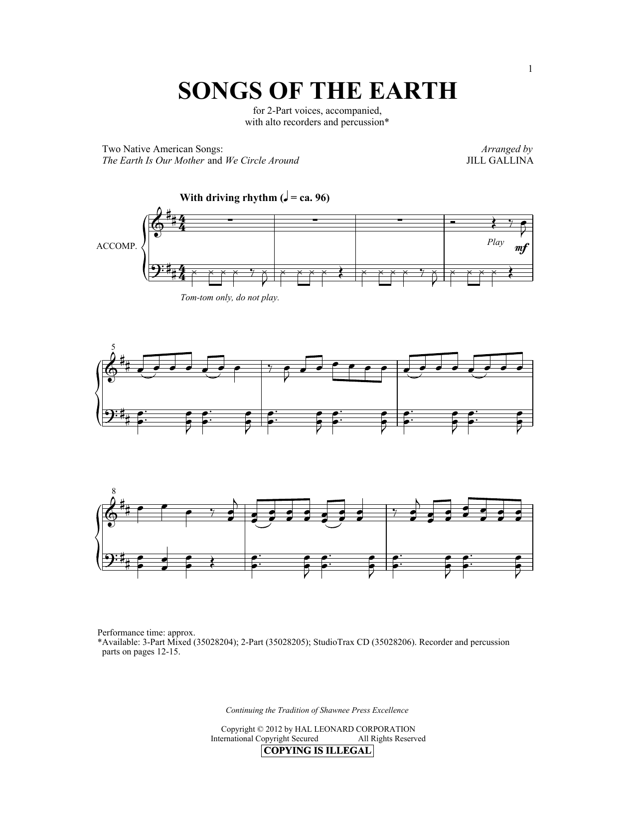 Download Jill Gallina The Earth Is Our Mother Sheet Music