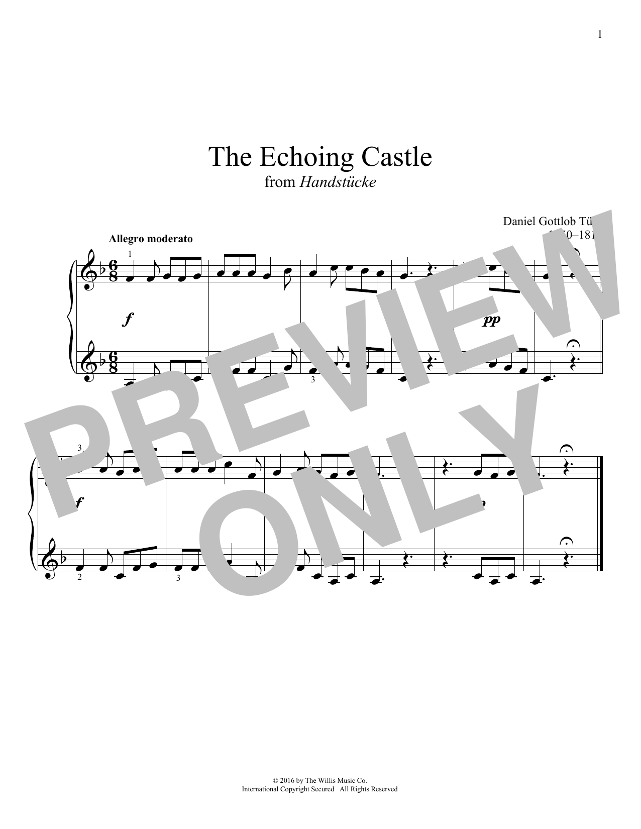 Download Daniel Gottlob Türk The Echoing Castle Sheet Music