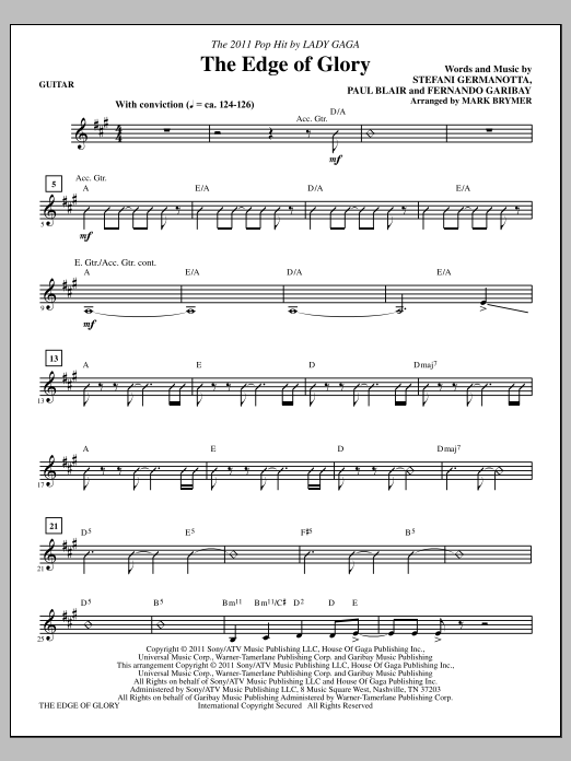 Download Mark Brymer The Edge Of Glory - Electric Guitar Sheet Music