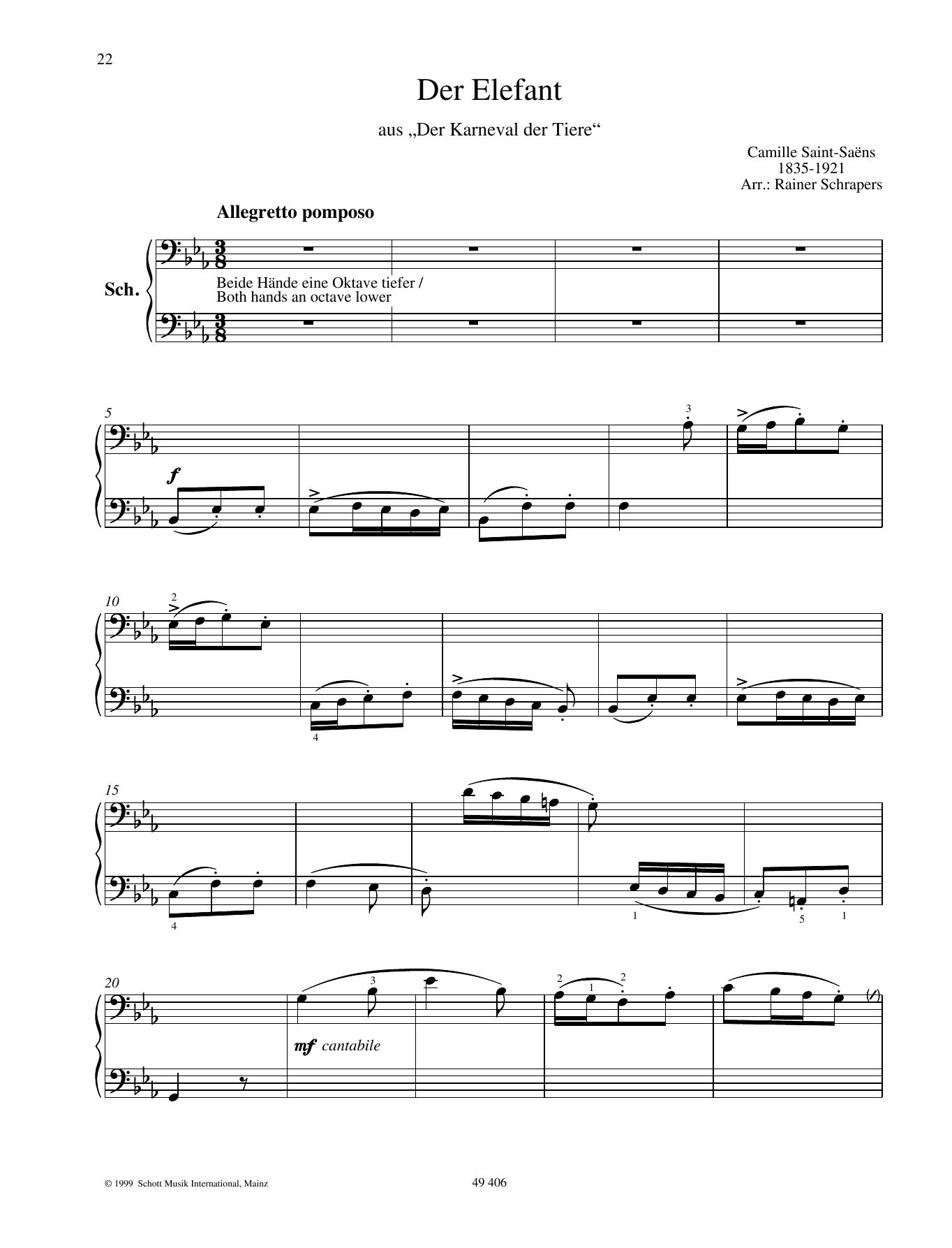 Download Camille Saint-Saëns The Elephant Sheet Music